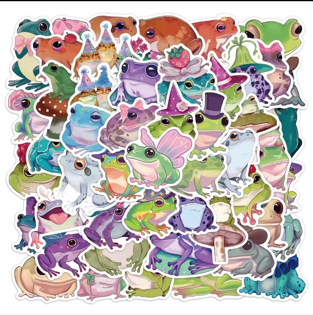 Colorful Frog Sticker Pack for Small Pets